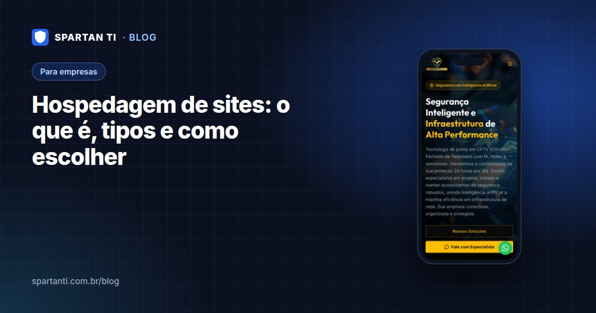 Ilustração de servidores conectados a um navegador exibindo o site de uma empresa